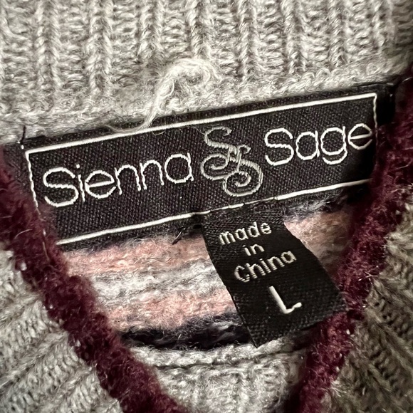Sienna Sage Fair Isle Gray Patterned Women's Turtleneck Sweater - Picture 4 of 4